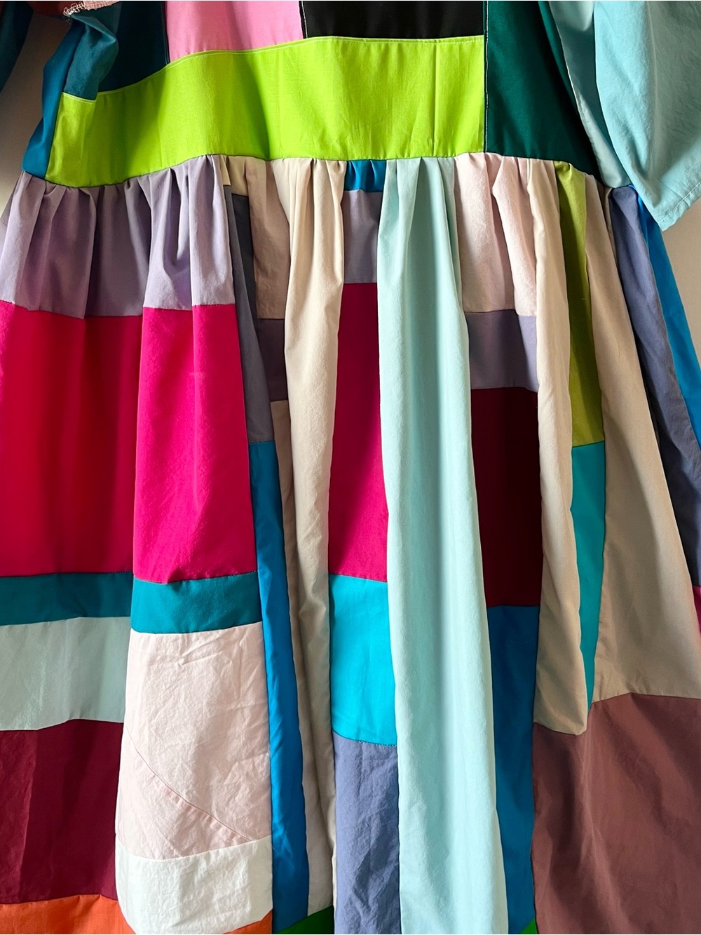 Handmade Quilted Patchwork Colorblock Dress SKU 05034 - Picture 9 of 16